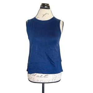 Banana Republic Womens Blouse Top Size Small Petite Sz PS Striped Blue Button